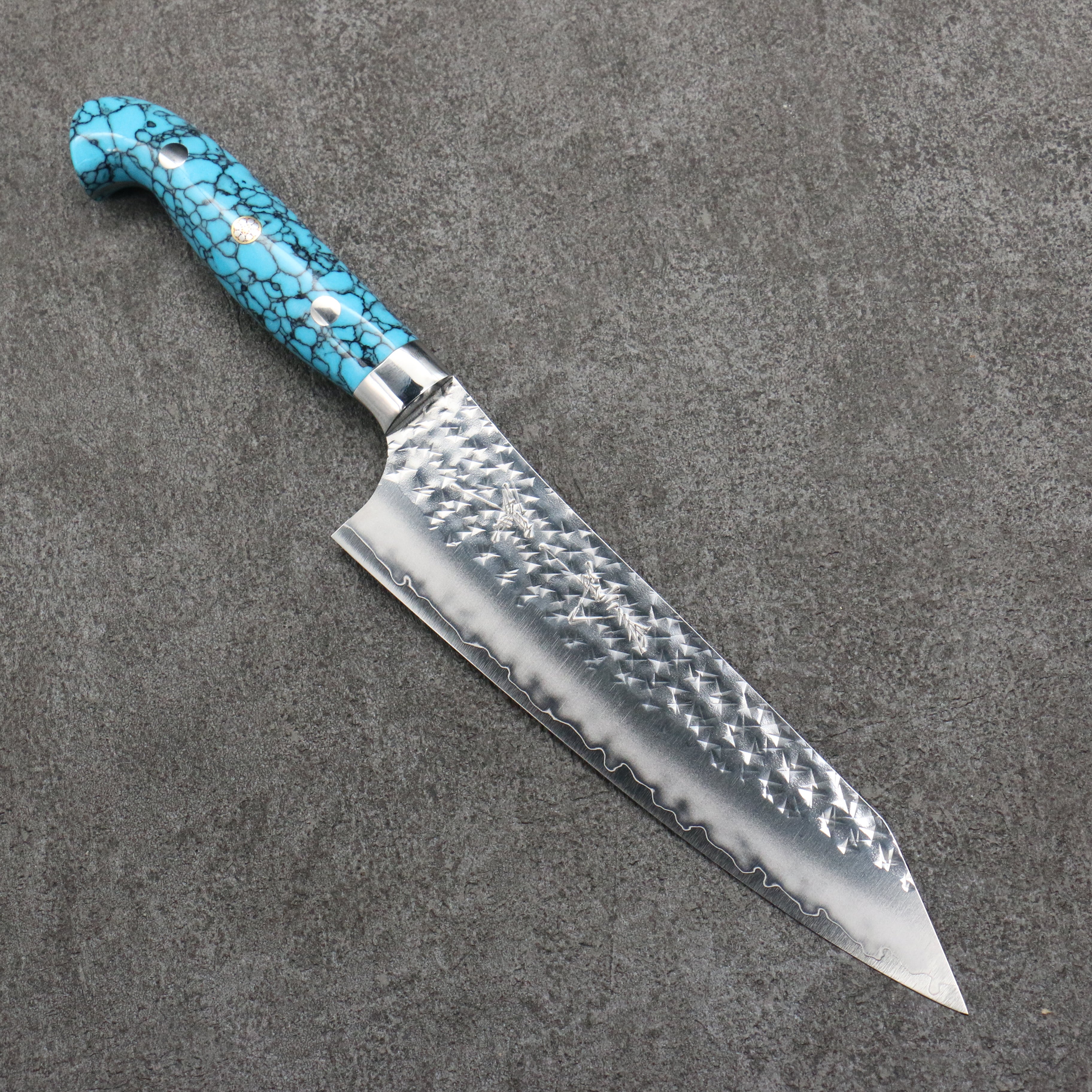 Yu Kurosaki Senko Ei SG2 Hammered Gyuto  180mm Turquoise Handle - Seisuke Knife