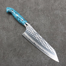  Yu Kurosaki Senko Ei SG2 Hammered Bunka  165mm Turquoise Handle - Seisuke Knife