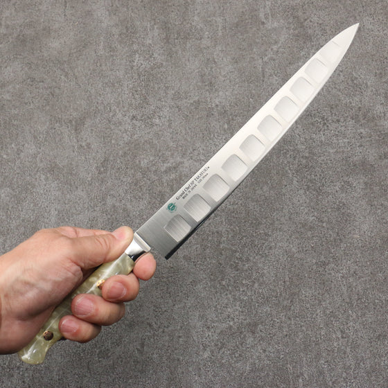 Sakai Takayuki Grand Chef SP Uddeholm Swedish stain-resistant steel Sujihiki Salmon  240mm SP Type III (Pearl) Handle - Seisuke Knife