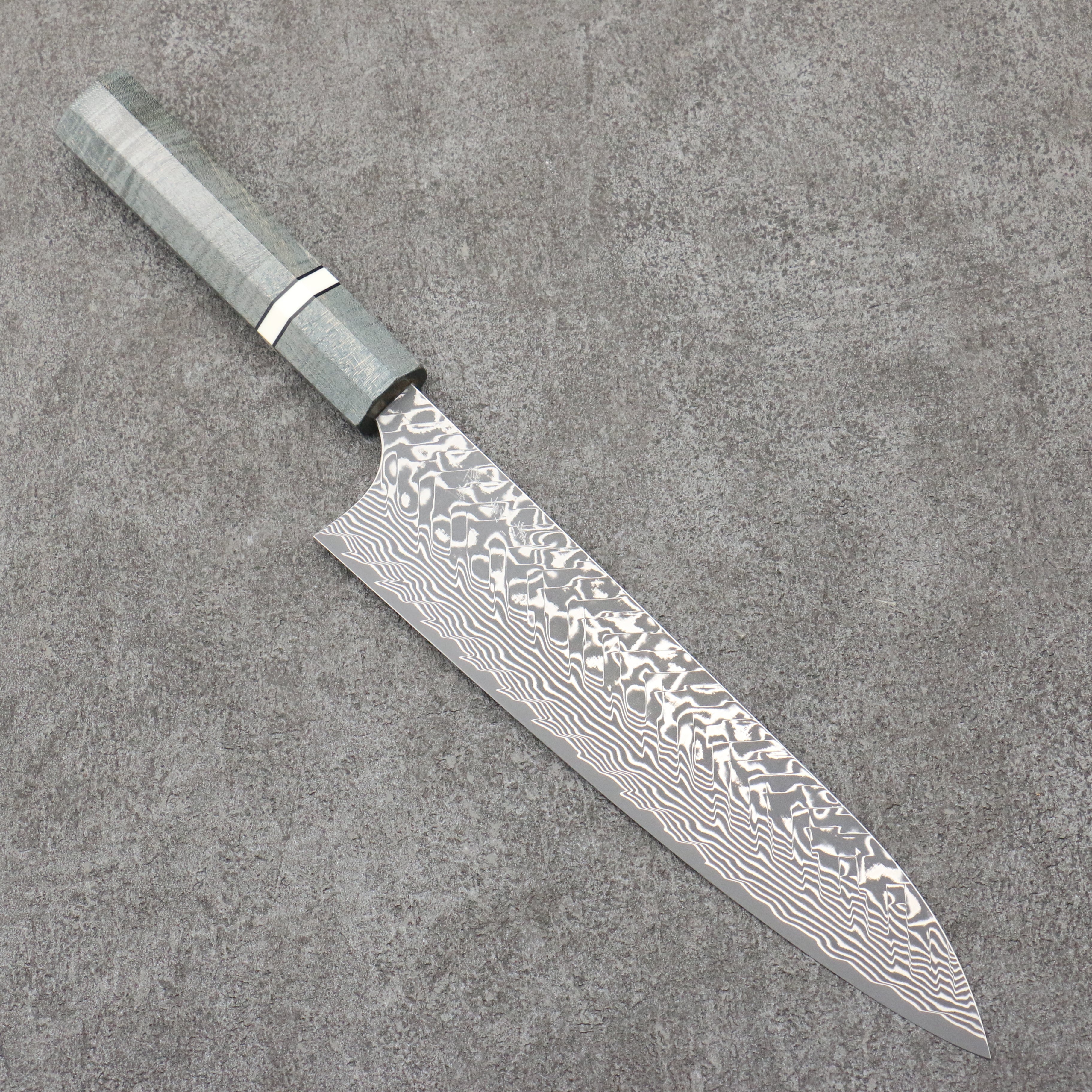 Yoshimi Kato SG2 Black Damascus Gyuto  210mm Stabilized wood (With White ring) Handle - Seisuke Knife