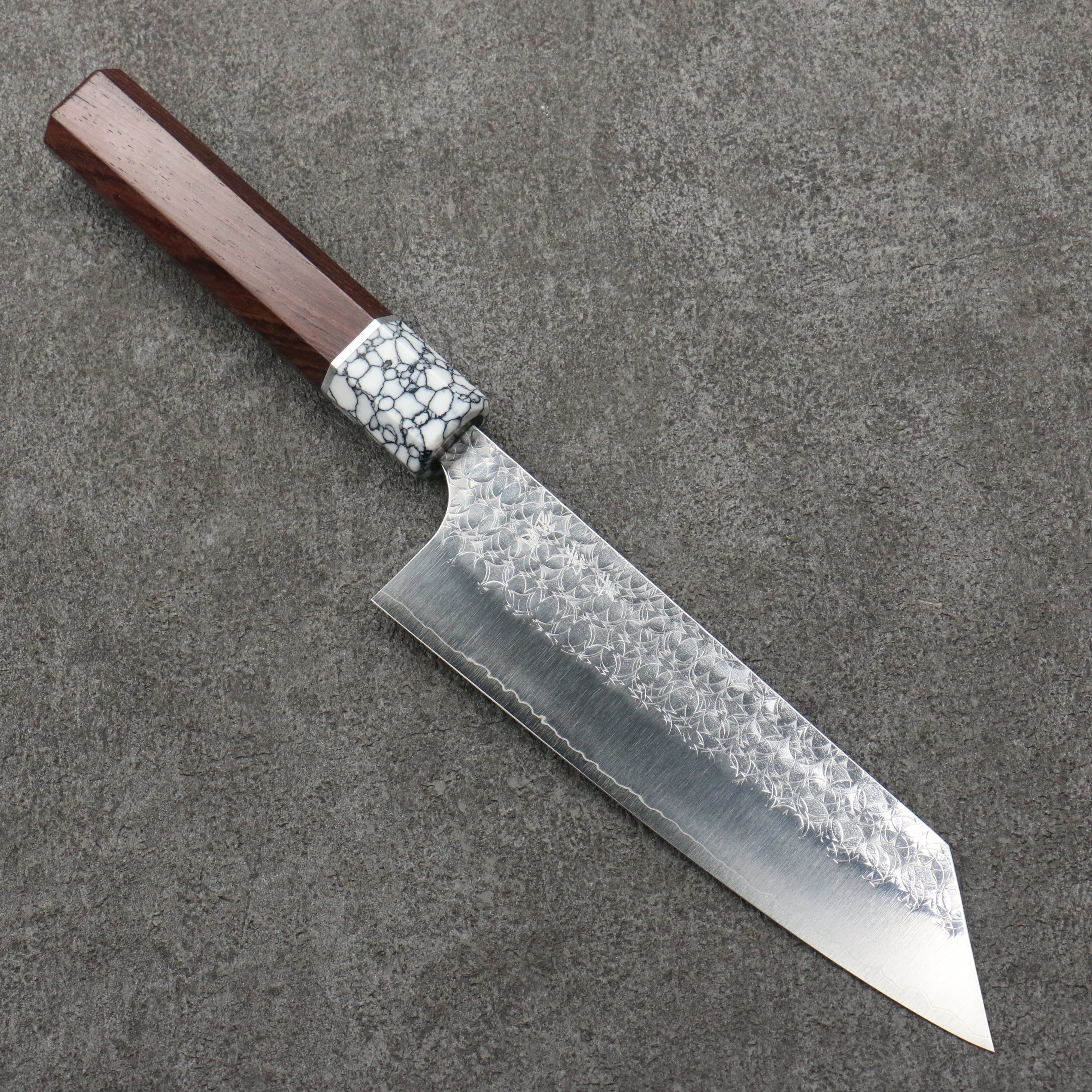 Yoshimi Kato Minamo SG2 Hammered Bunka  170mm Rosewood (Ferrule: White Turquoise) Handle - Seisuke Knife