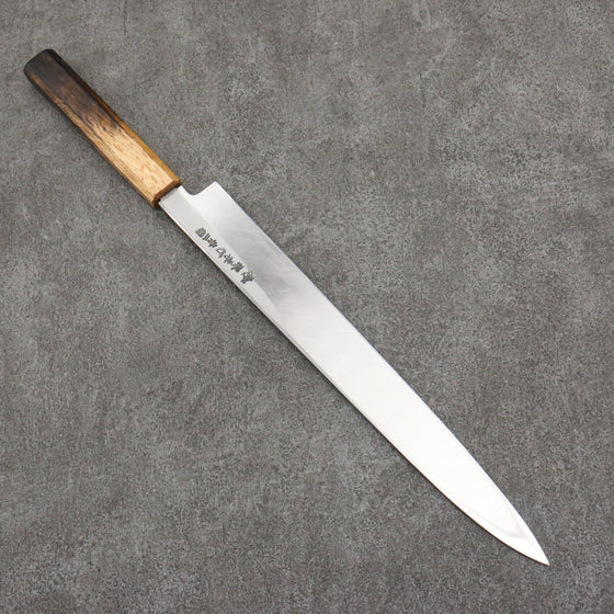 Sakai Takayuki Homura Guren Blue Steel No.2 Hammered Black Finished Yanagiba  300mm Burnt Oak Handle - Seisuke Knife