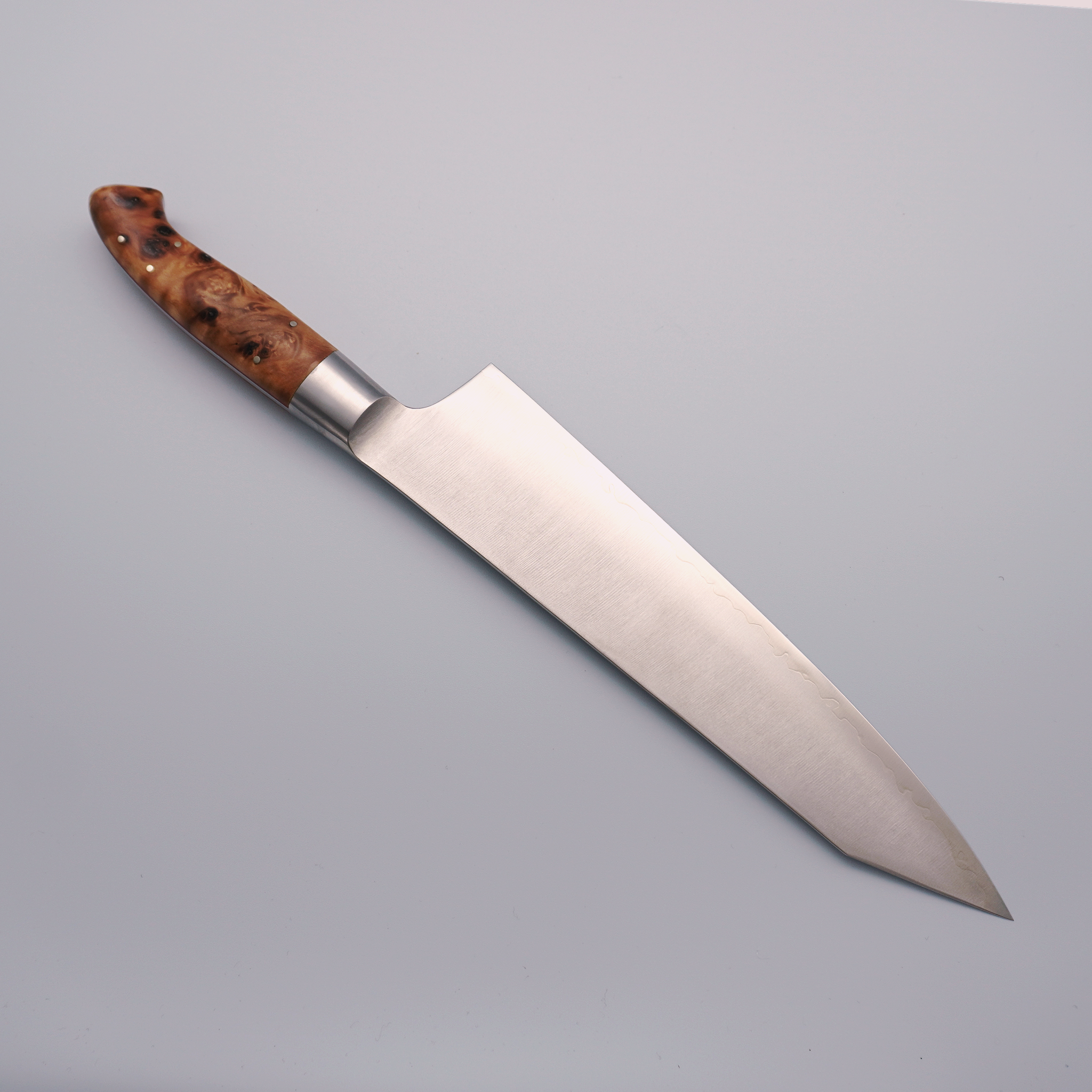 Kajin ZDP189 Custom Kiritsuke Gyuto 240mm Birds Eye Maple Burl Handle - Seisuke Knife