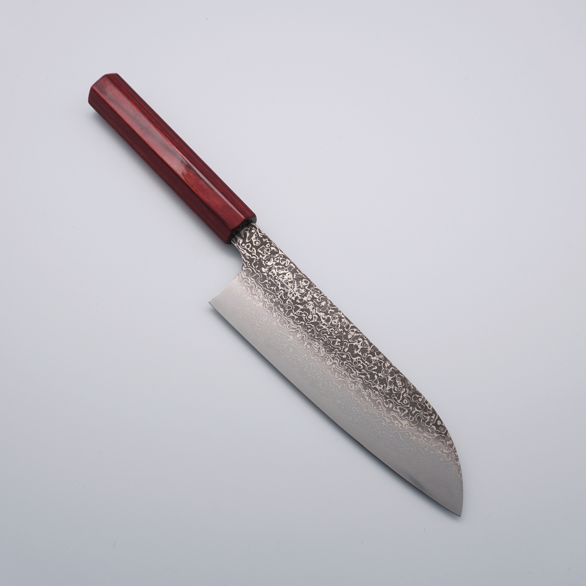 Kei Kobayashi SG2 Damascus Santoku 170mm Red Lacquered Handle - Seisuke Knife