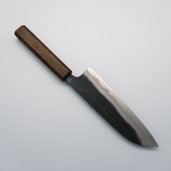 Kyohei Shindo Blue Steel Black Finished Santoku 170mm Live oak Lacquered Handle - Seisuke Knife