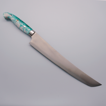  Dashi Mukamura HAP40 Blurry Finish Sujihiki 240mm with Blue and White Swirl Acrylic Handle - Seisuke Knife