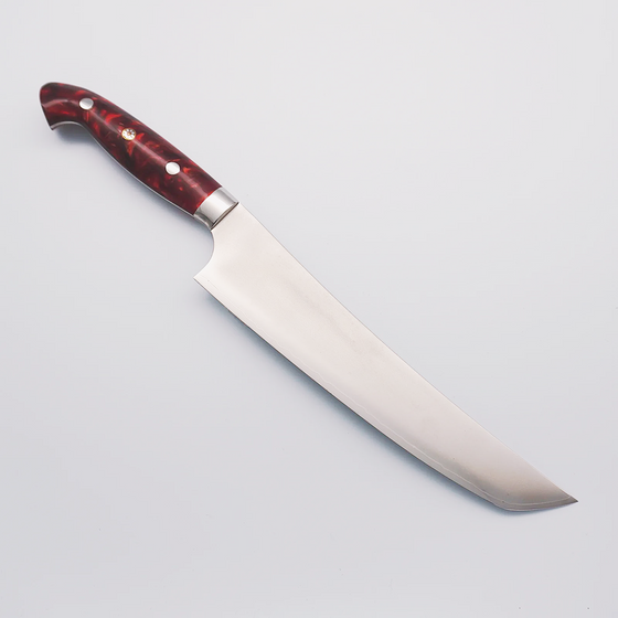 Daishi Mukamura HAP40 Blurry Finish Sujihiki 210mm Red Acrylic Handle - Seisuke Knife