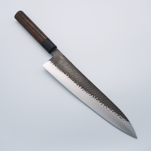  Shizu Gen VG10 Hammered Black Finished Gyuto 240mm Brown Pakkawood Handle - Seisuke Knife
