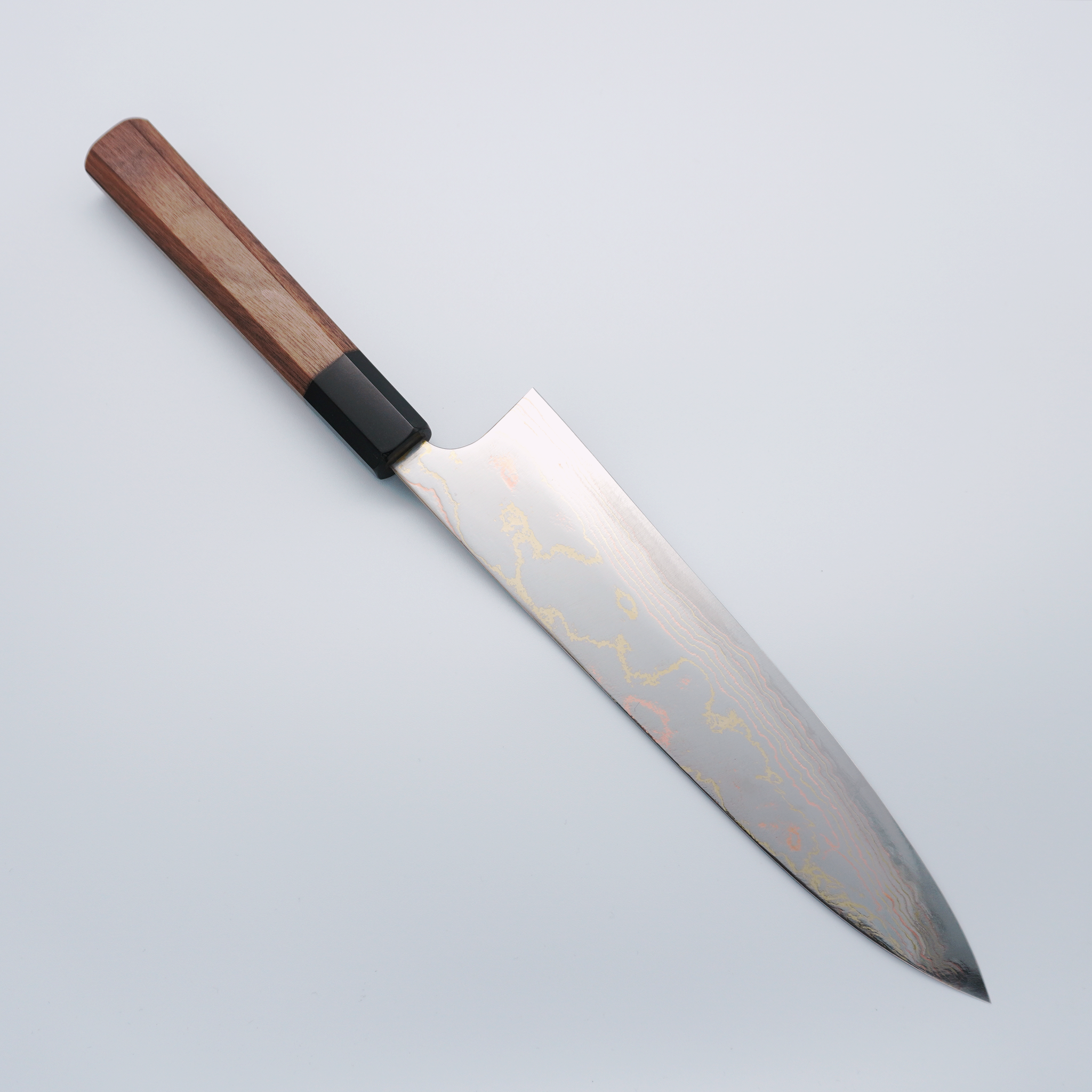 Takeshi Saji Blue Steel No.2 Colored Damascus Gyuto 210mm Shitan Handle - Seisuke Knife