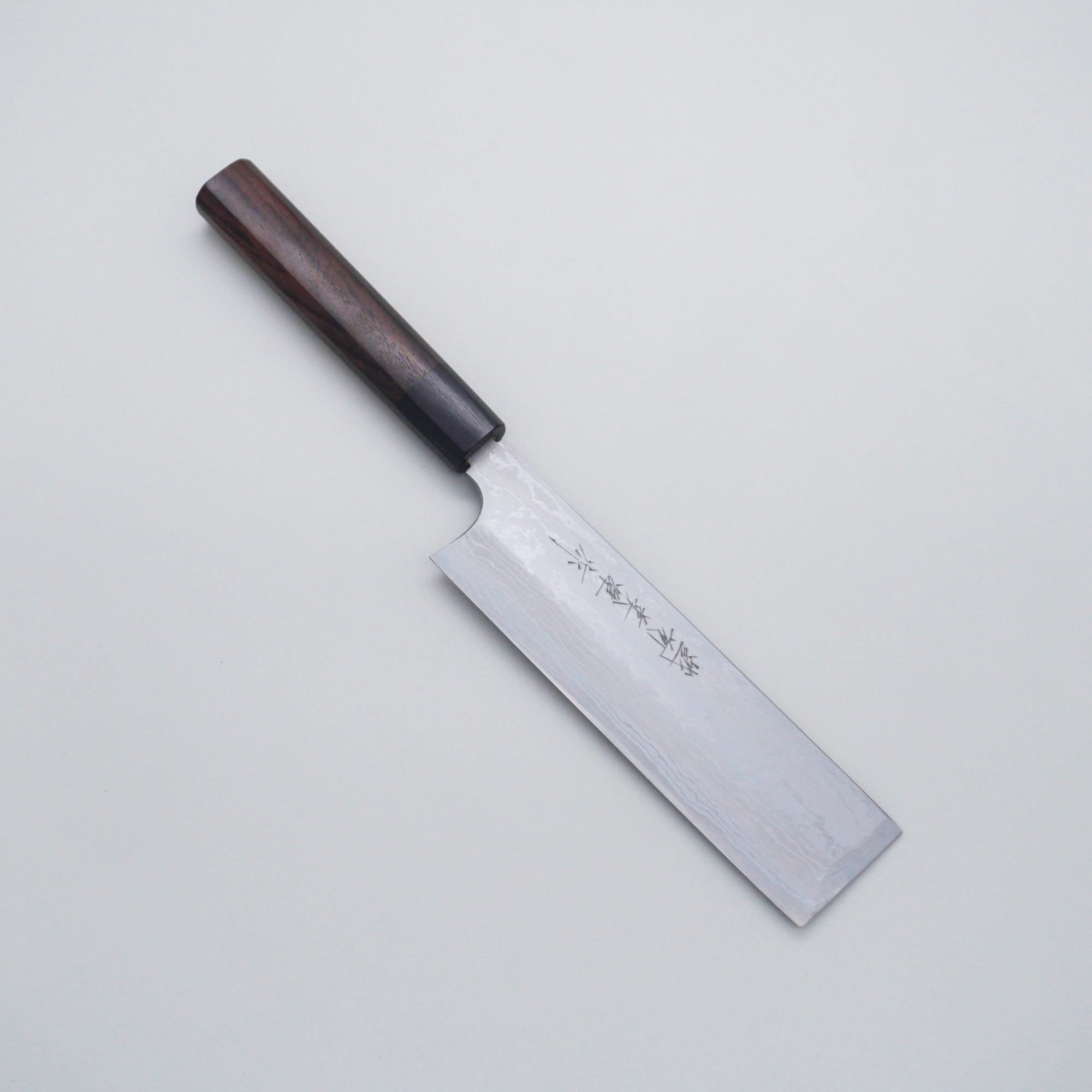 Seisuke TAKUMI Trade-In Hideo Kitaoka White Steel No.2 Damascus Kakugata Usuba Japanese Chef Knife 180mm