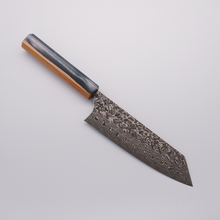  Yoshimi Kato SG2 Black Damascus Bunka 170mm Olive Tree and Grey Resin Handle - Seisuke Knife