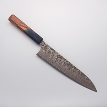  Yoshimi Kato SG2 Black Damascus Gyuto 210mm Olive Tree and Blue Resin Handle - Seisuke Knife