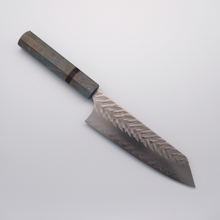  Yoshimi Kato SG2 V-Hammered Bunka 165mm Stabilized Wood & Black Ring Handle - Seisuke Knife