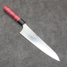  Yu Kurosaki Senko Ryu SG2 Hammered Gyuto  210mm Red Stablized Wood (Ferrule: Black) Handle - Seisuke Knife