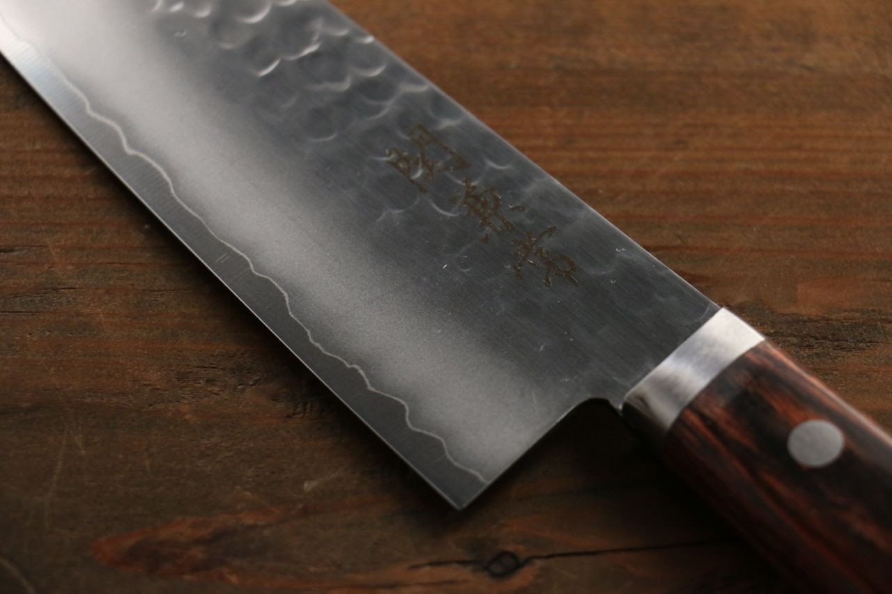 Kanetsune VG1 Hammered Santoku 165mm Mahogany Handle - Seisuke Knife