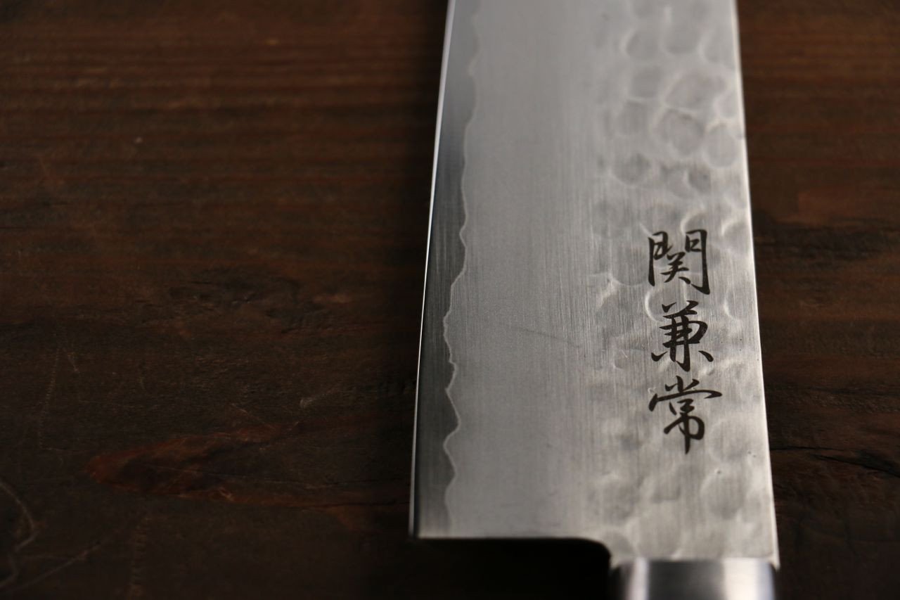 Kanetsune VG1 Hammered Santoku 165mm Mahogany Handle - Seisuke Knife