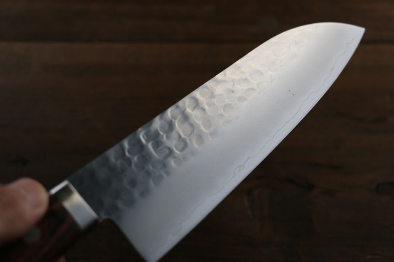 Kanetsune VG1 Hammered Santoku 165mm Mahogany Handle - Seisuke Knife