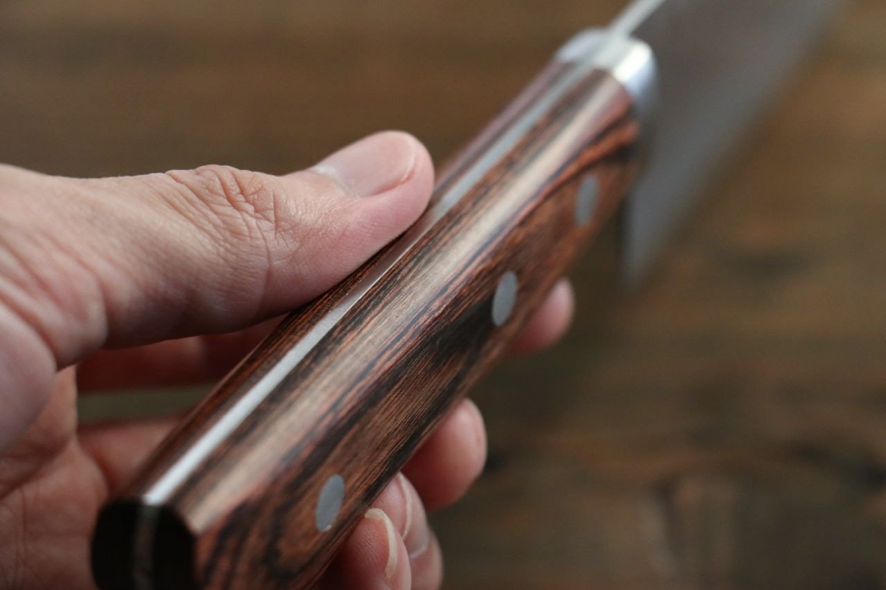 Kanetsune VG1 Hammered Santoku 165mm Mahogany Handle - Seisuke Knife