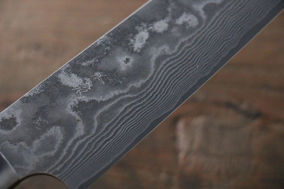 Takeshi Saji VG10 Black Damascus Gyuto 210mm Cow Bone Handle - Seisuke Knife