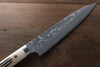 Takeshi Saji VG10 Black Damascus Gyuto 210mm Cow Bone Handle - Seisuke Knife