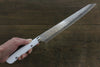 Takeshi Saji SRS13 Hammered Damascus Sujihiki 270mm White Stone Handle - Seisuke Knife - Slide 5