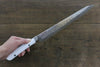 Takeshi Saji SRS13 Hammered Damascus Sujihiki 270mm White Stone Handle - Seisuke Knife - Slide 8