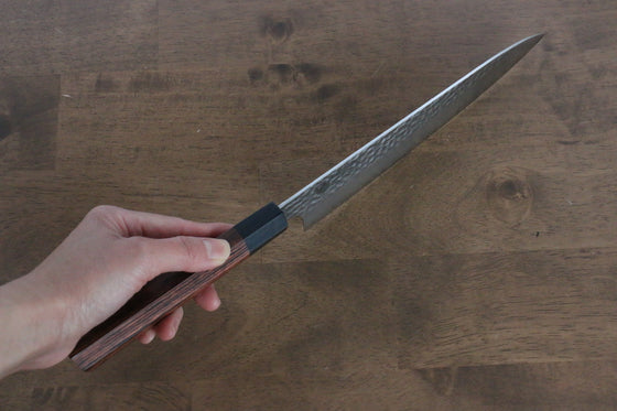 Seki Kanetsugu VG10 Hammered Gyuto 200mm with Heptagonal Pakkawood Handle - Seisuke Knife