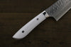 Takeshi Saji SRS13 Hammered Damascus Kengata Gyuto 240mm White Stone Handle - Seisuke Knife - Slide 7