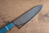 Seisuke VG5 Nashiji Black Dyed Santoku 165mm with Blue Canvas Micarta Handle - Seisuke Knife - Slide 3