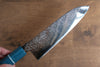 Seisuke VG5 Nashiji Black Dyed Santoku 165mm with Blue Canvas Micarta Handle - Seisuke Knife - Slide 4