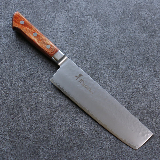 Sakai Takayuki VG5 Hammered Nakiri 180mm Brown Pakkawood Handle - Seisuke Knife