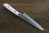 Takeshi Saji SRS13 Hammered Damascus Petty-Utility 130mm White Stone Handle - Seisuke Knife - Slide 2