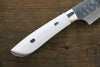 Takeshi Saji SRS13 Hammered Damascus Petty-Utility 130mm White Stone Handle - Seisuke Knife - Slide 4