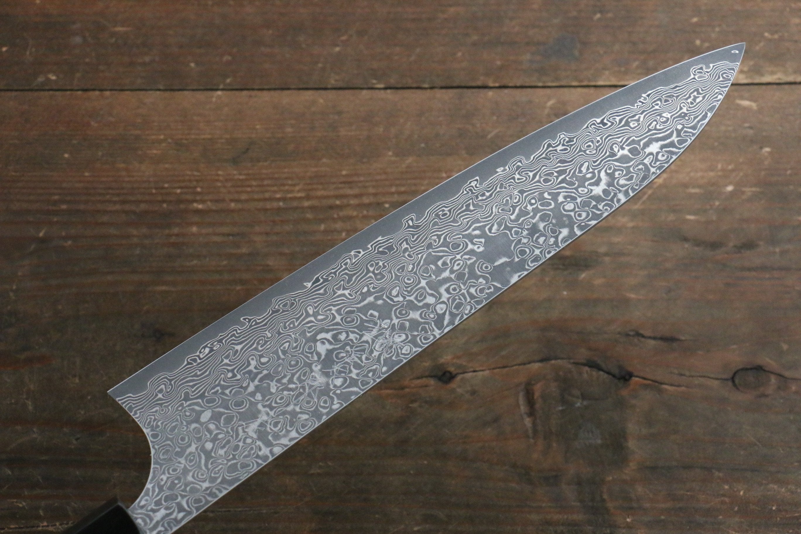 Yoshimi Kato VG10 Damascus Gyuto 210mm with Black Lacquered Handle with Saya - Seisuke Knife