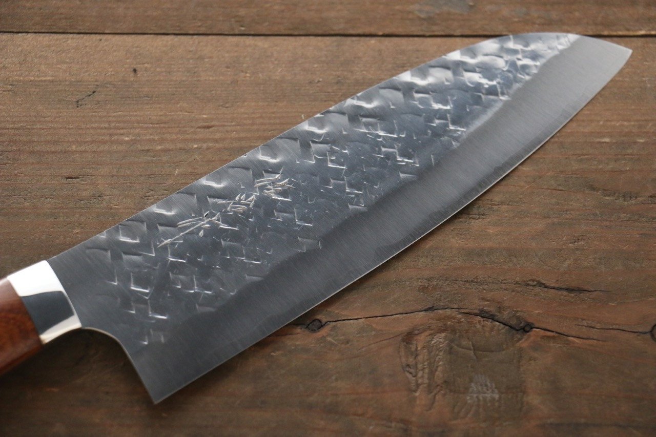 Takeshi Saji SRS13 Hammered Santoku 180mm Ironwood Handle - Seisuke Knife