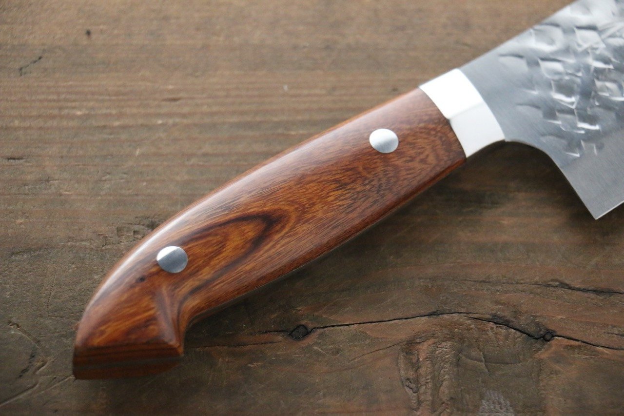 Takeshi Saji SRS13 Hammered Santoku 180mm Ironwood Handle - Seisuke Knife