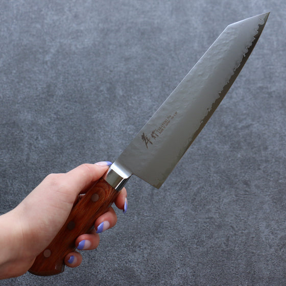 Sakai Takayuki VG5 Hammered Kiritsuke Gyuto 190mm Brown Pakkawood Handle - Seisuke Knife