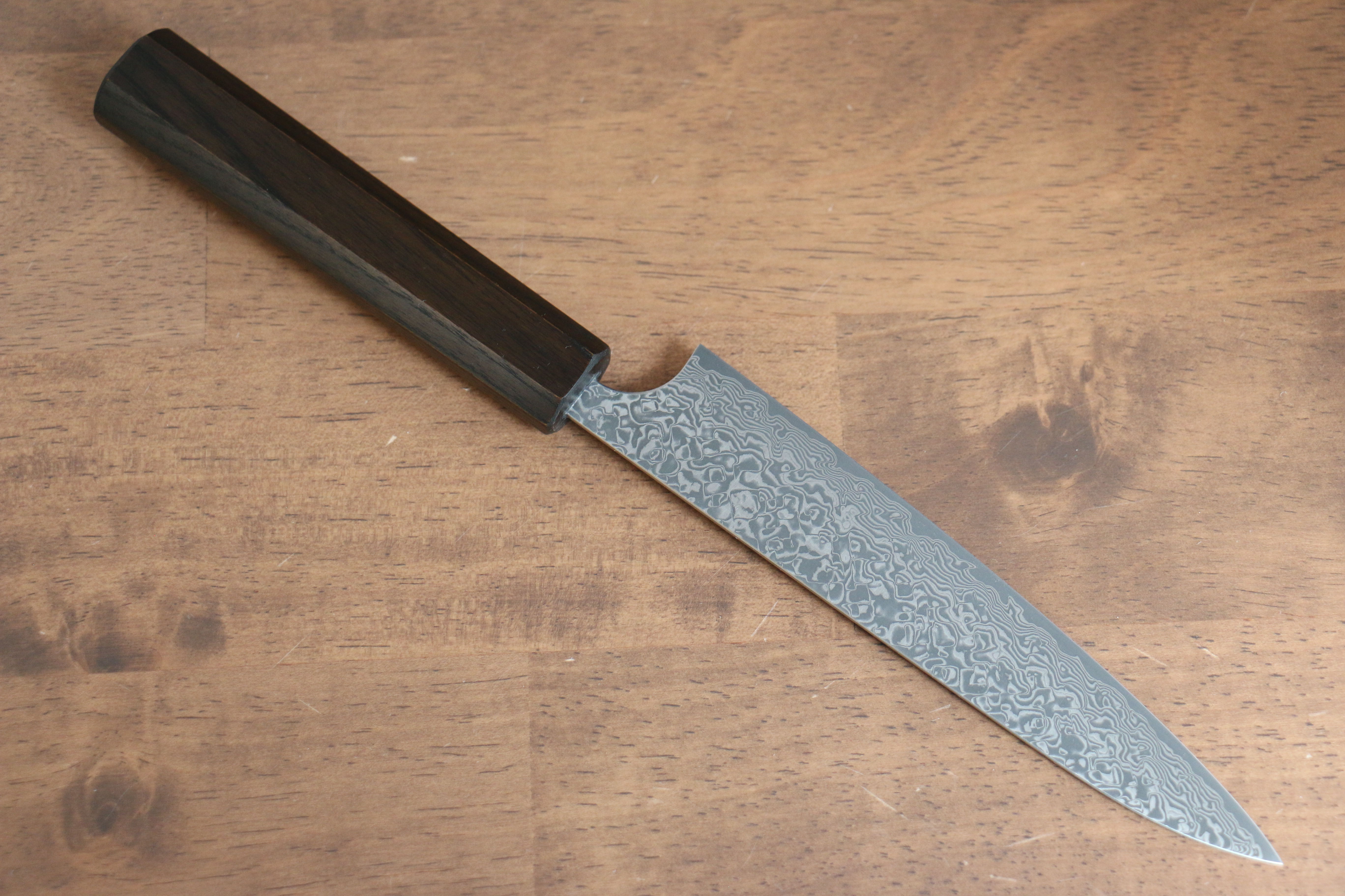 Yoshimi Kato VG10 Damascus Petty-Utility 150mm Enju Lacquered(Black��� Handle with Sheath - Seisuke Knife