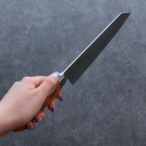 Sakai Takayuki VG5 Hammered Kiritsuke Gyuto 190mm Brown Pakkawood Handle - Seisuke Knife