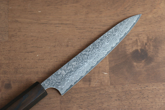 Yoshimi Kato VG10 Damascus Petty-Utility  150mm Enju Lacquered(Black） Handle with Sheath - Seisuke Knife