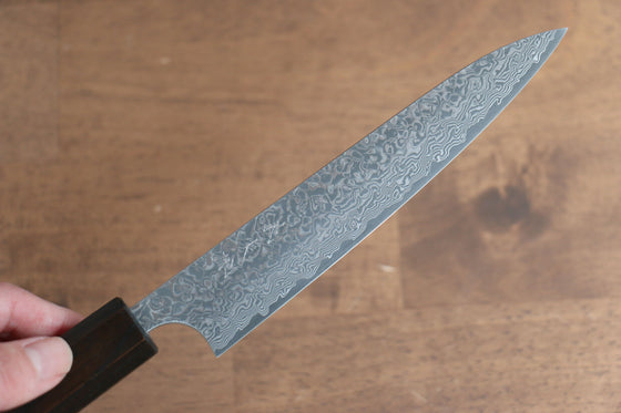 Yoshimi Kato VG10 Damascus Petty-Utility  150mm Enju Lacquered(Black） Handle with Sheath - Seisuke Knife