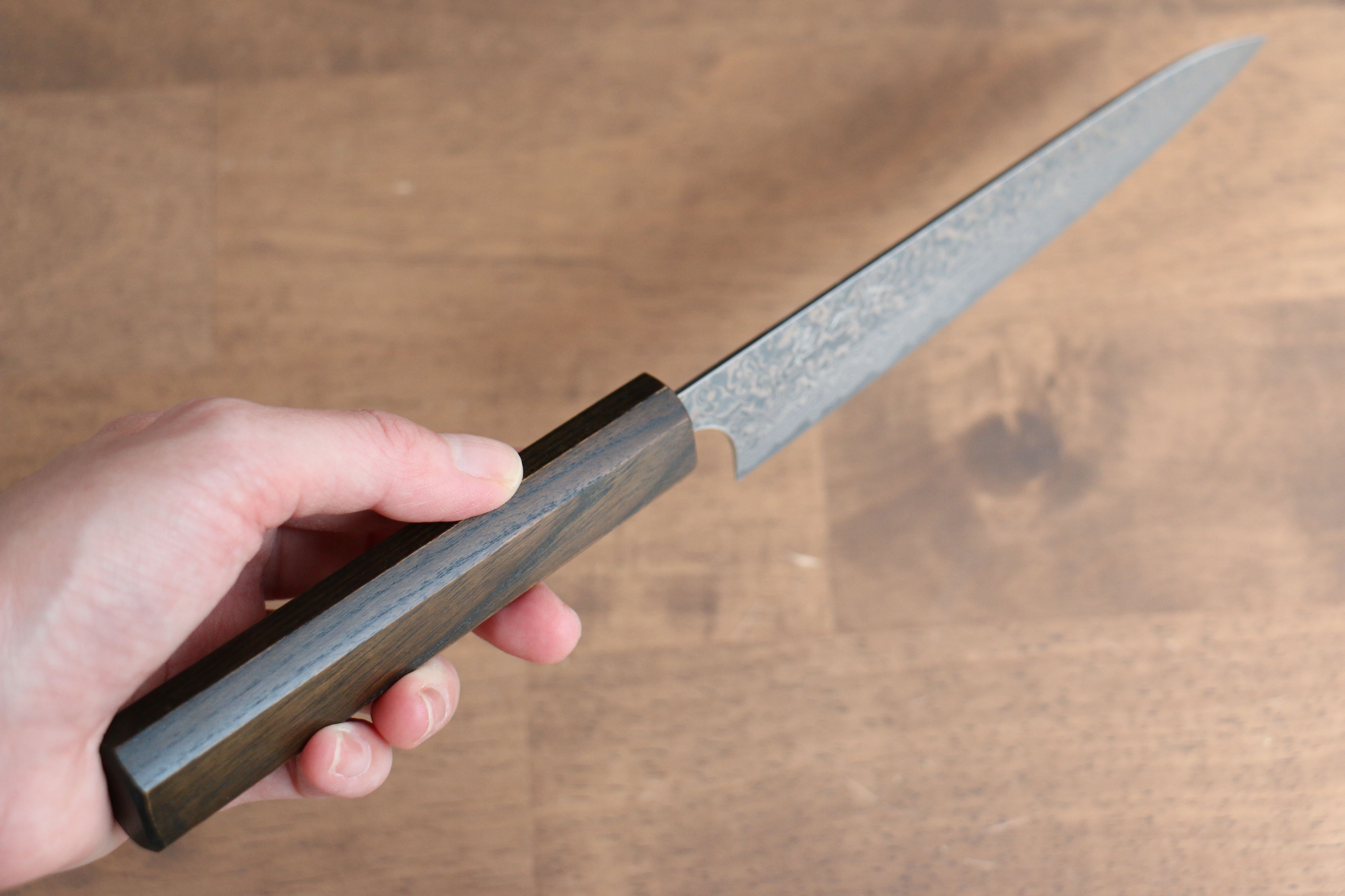 Yoshimi Kato VG10 Damascus Petty-Utility 150mm Enju Lacquered(Black��� Handle with Sheath - Seisuke Knife
