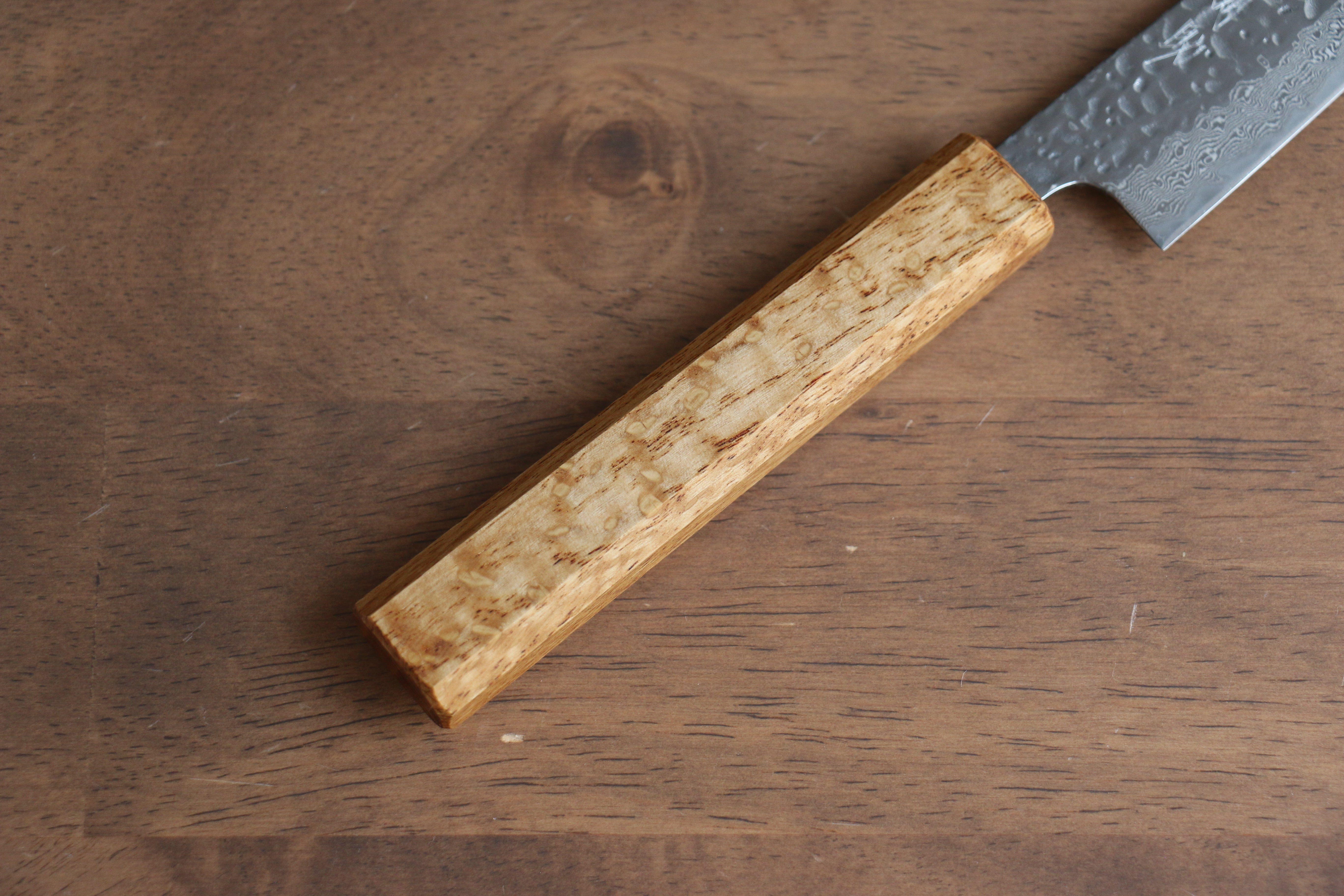 Seisuke Tsukikage AUS10 Migaki Hammered Damascus Petty-Utility 150mm Oak Handle - Seisuke Knife
