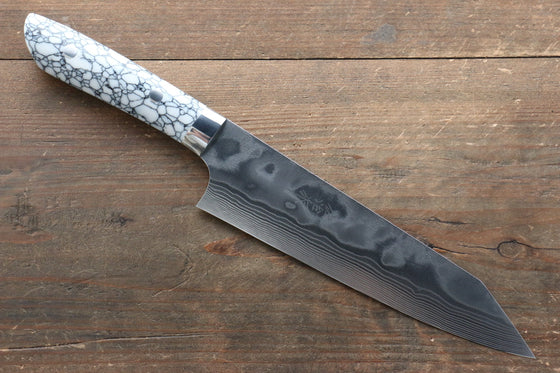 Takeshi Saji Coreless Diamond Finish Damascus Kiritsuke Gyuto 180mm Cloud Turquoise Handle - Seisuke Knife