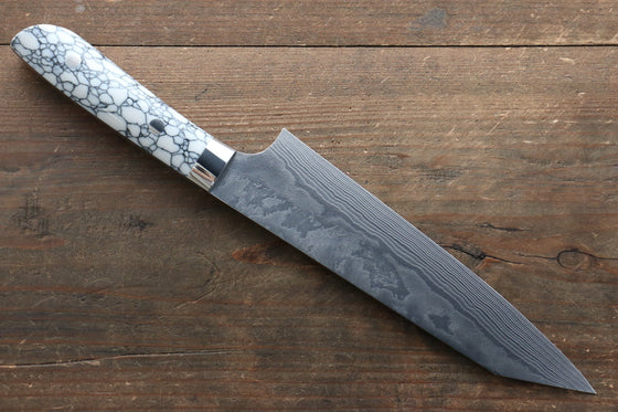 Takeshi Saji Coreless Diamond Finish Damascus Kiritsuke Gyuto 180mm Cloud Turquoise Handle - Seisuke Knife