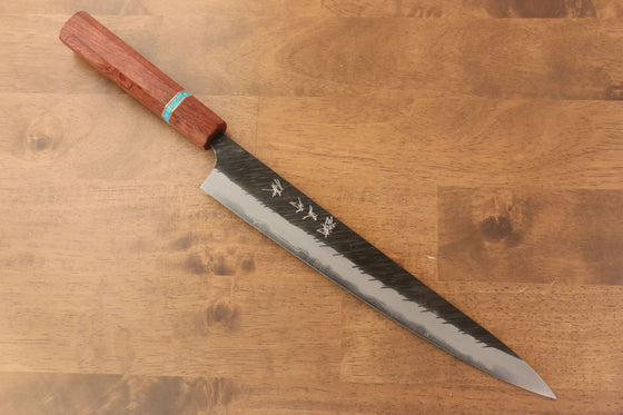 Yu Kurosaki Fujin Blue Super Hammered Sujihiki 270mm Maple(With turquoise ring Brown) Handle - Seisuke Knife