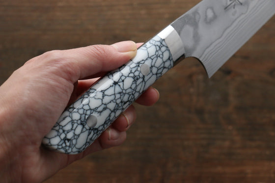 Takeshi Saji Coreless Diamond Finish Damascus Kiritsuke Gyuto 180mm Cloud Turquoise Handle - Seisuke Knife