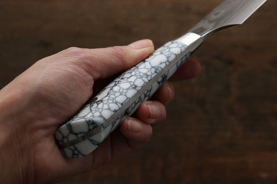 Takeshi Saji Coreless Diamond Finish Damascus Kiritsuke Gyuto 180mm Cloud Turquoise Handle - Seisuke Knife