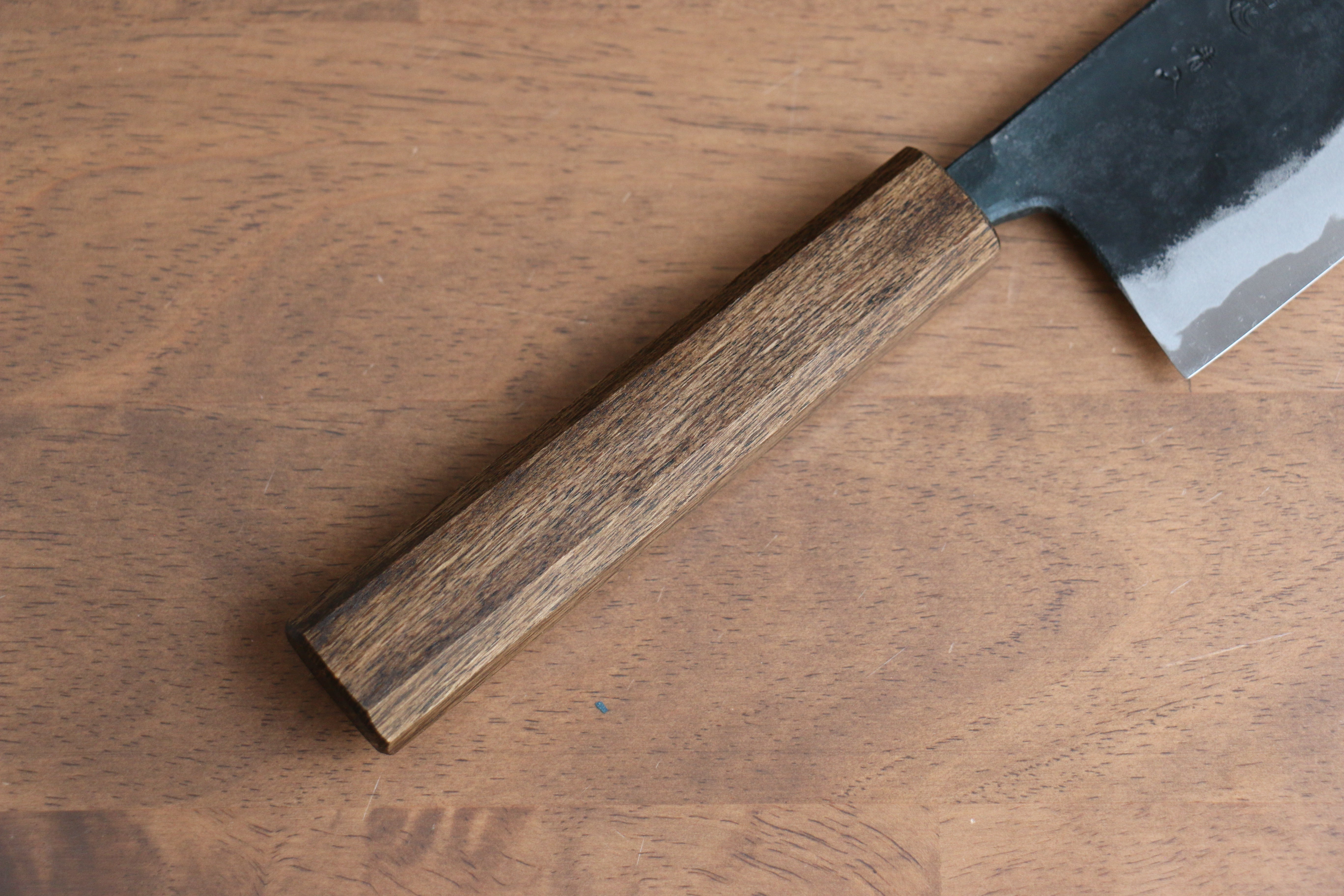 Kyohei Shindo Blue Steel Black Finished Nakiri 165mm with Lacquered Oak Handle - Seisuke Knife