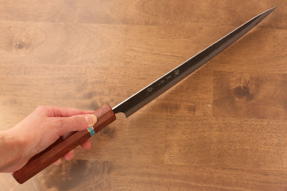 Yu Kurosaki Fujin Blue Super Hammered Sujihiki 270mm Maple(With turquoise ring Brown) Handle - Seisuke Knife